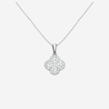 Diamond Clover Pendant Necklace - 18ct White Gold