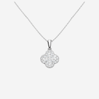 Diamond Clover Pendant Necklace - 18ct White Gold
