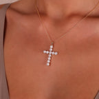 4ct Lab Grown Diamond Cross Necklace - 9ct Yellow Gold