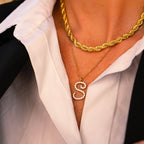 1.00ct Lab Grown Fancy Diamond Initial Necklace - 9ct Yellow Gold