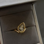 2.00ct Fancy Pear Cut Lab Grown Bezel Set Diamond Ring -18ct Yellow Gold