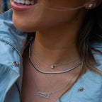 Diamond Paper Clip Necklace - 9ct Gold