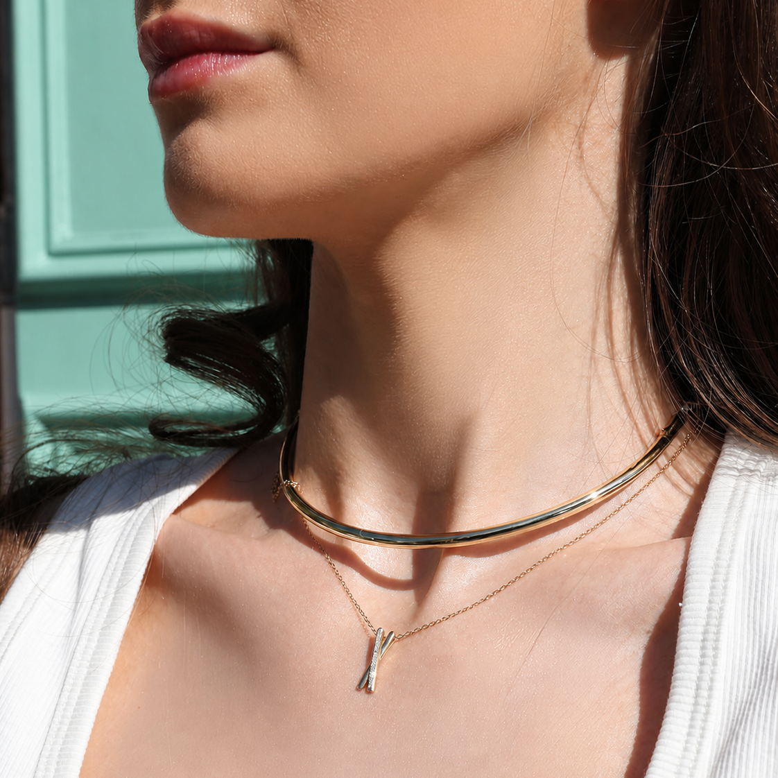 Diamond Kiss Pendant Necklace - 9ct Gold