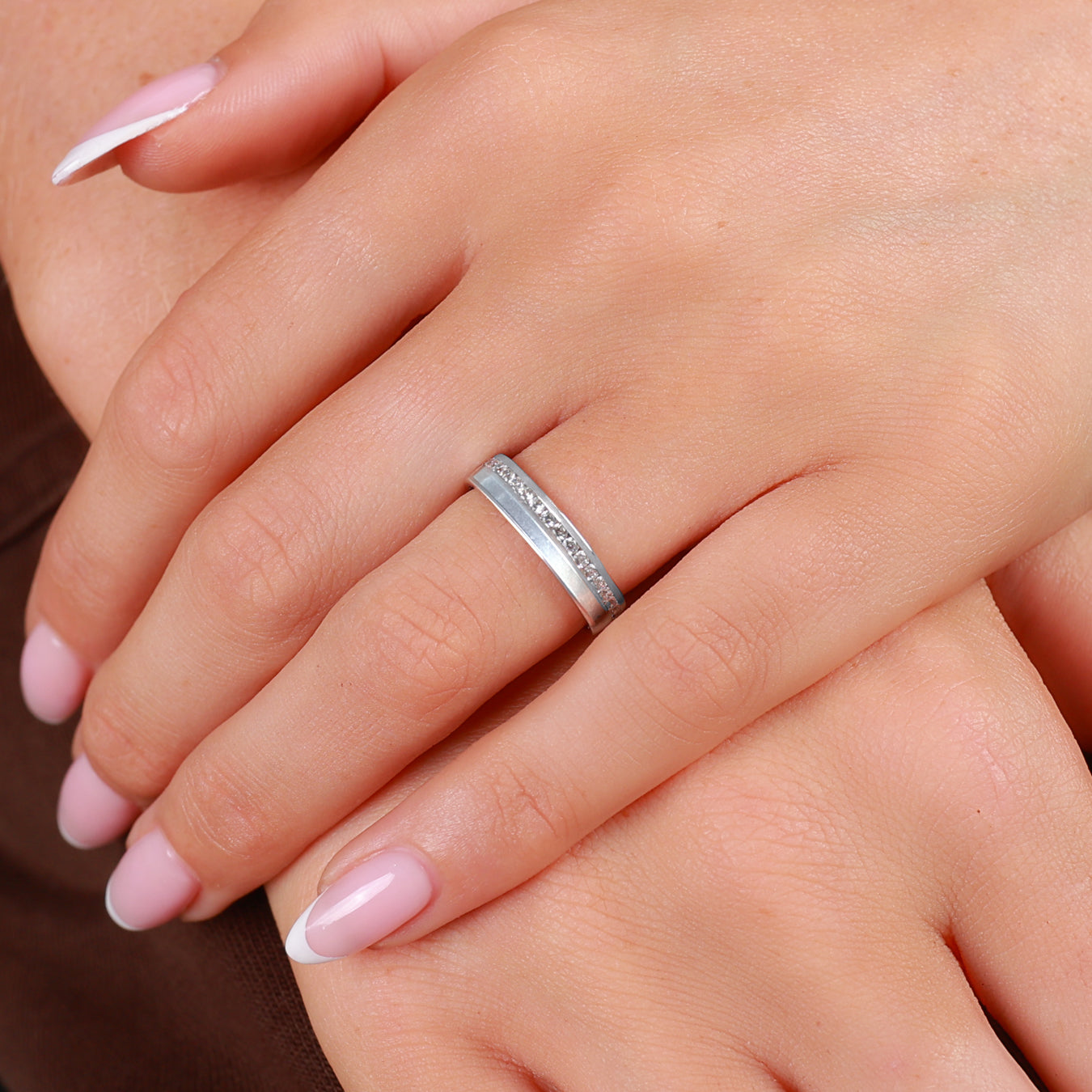 Brilliant Cut Diamond Edge Channel Set Wedding Band