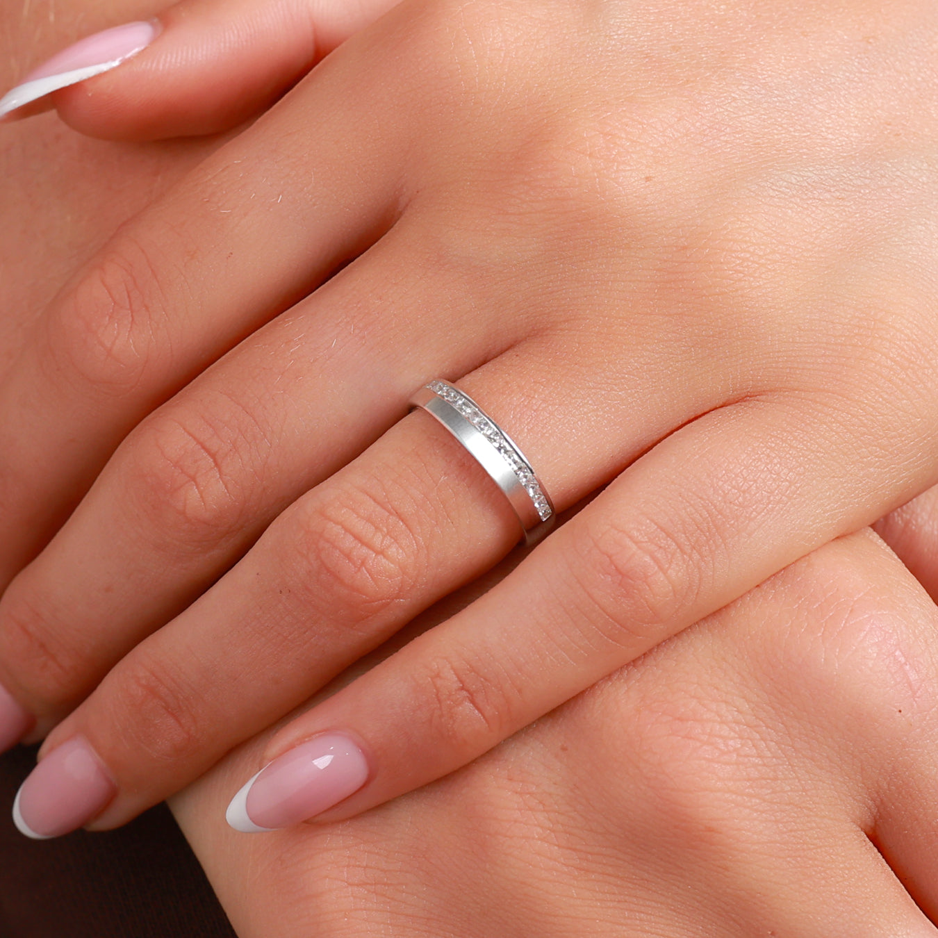 Princess Cut Diamond Edge Channel Set Wedding Band