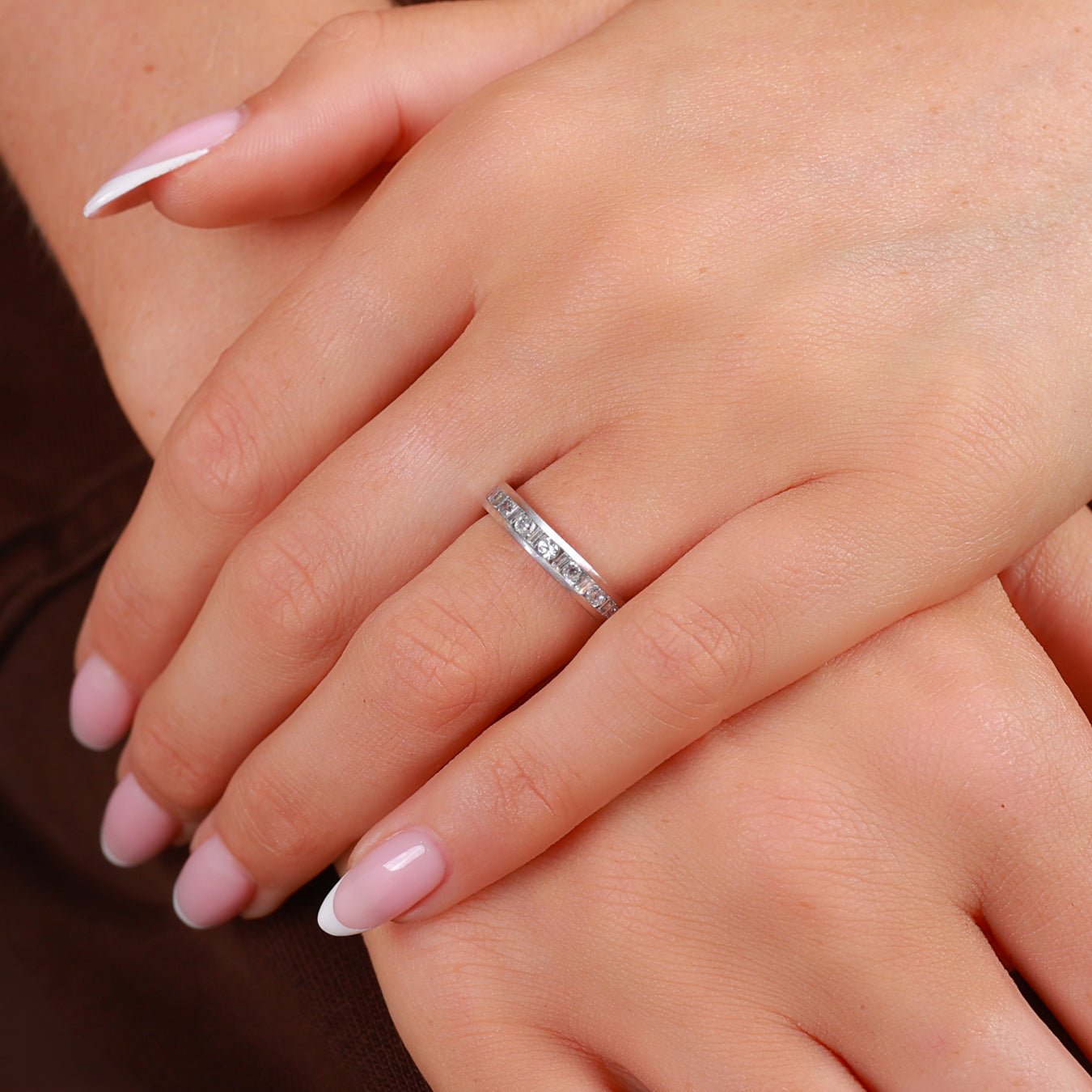 Baguette & Brilliant Cut Diamond Channel Set Wedding Band