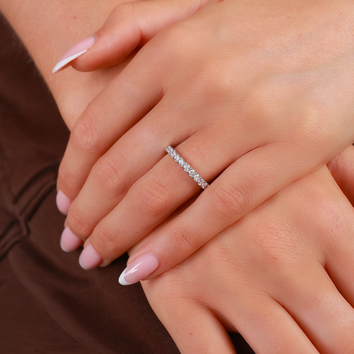 Classic Brilliant Cut Diamond Claw Set Wedding Band