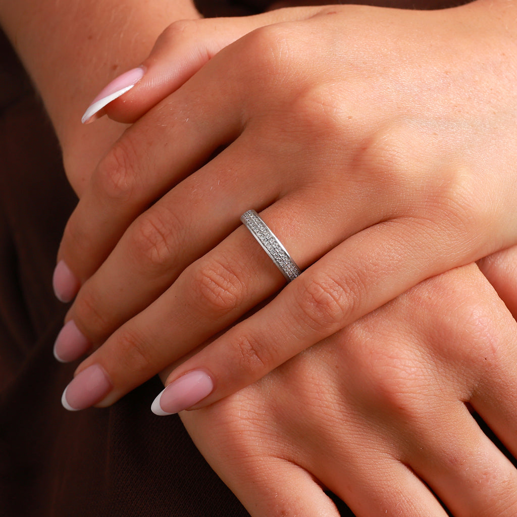 Brilliant Cut Double Row Diamond Pavé Set Band