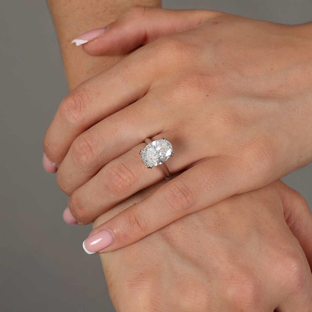 5.07ct Oval Cut Lab Grown Diamond Ring - Platinum