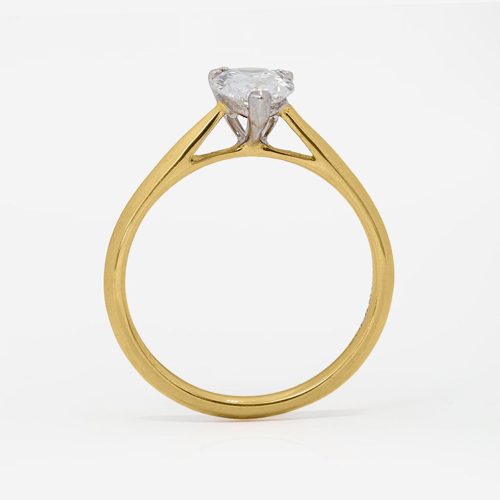 1.00ct Pear Cut Lab Grown Diamond Ring - 9ct Yellow Gold
