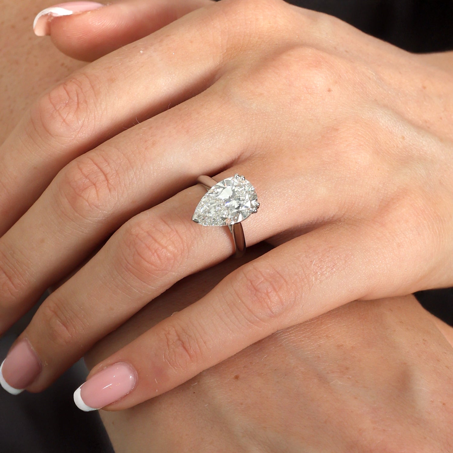 5.02ct Pear Cut Lab Grown Diamond Ring - Platinum