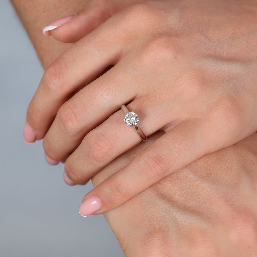 1.00ct Round Cut Lab Grown Diamond Ring - 9ct White Gold