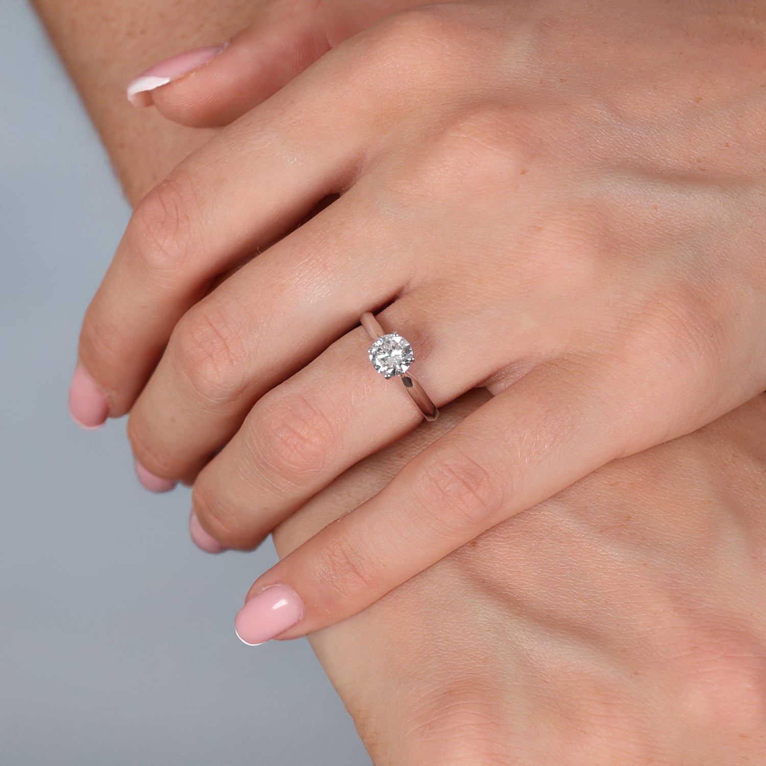 1.00ct Round Cut Lab Grown Diamond Ring - 9ct White Gold