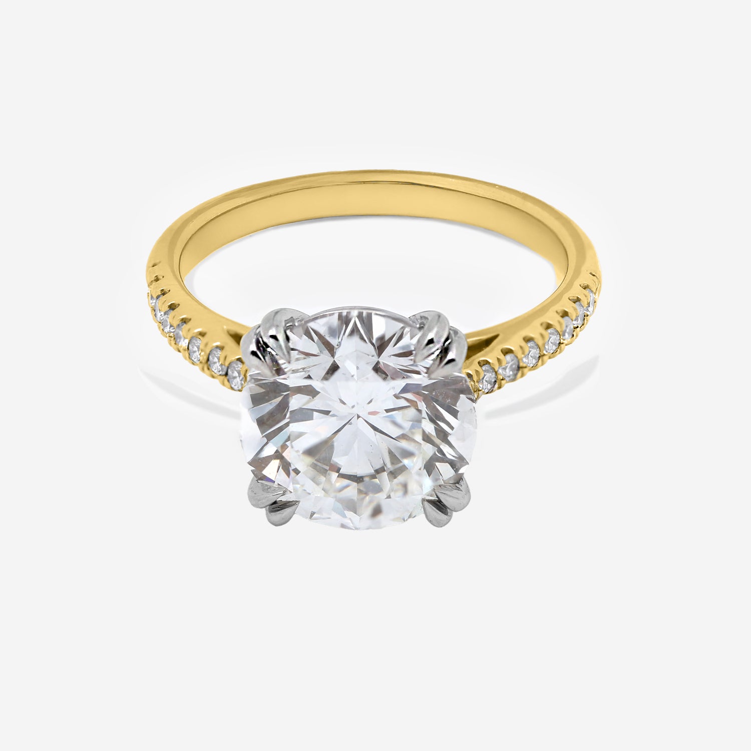 2.27ct Round Cut Lab Grown Diamond Ring with Diamond Shoulders - 9ct Yellow Gold