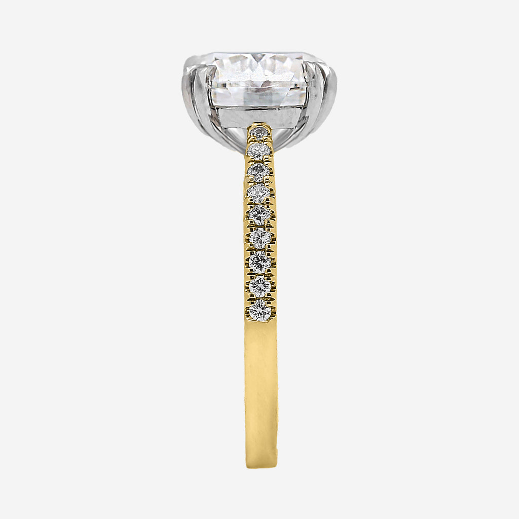 4.18ct Round Cut Lab Grown Diamond Ring with Diamond Shoulders - 18ct Yellow Gold