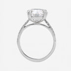 4.18ct Round Cut Lab Grown Diamond Ring with Diamond Shoulders - Platinum