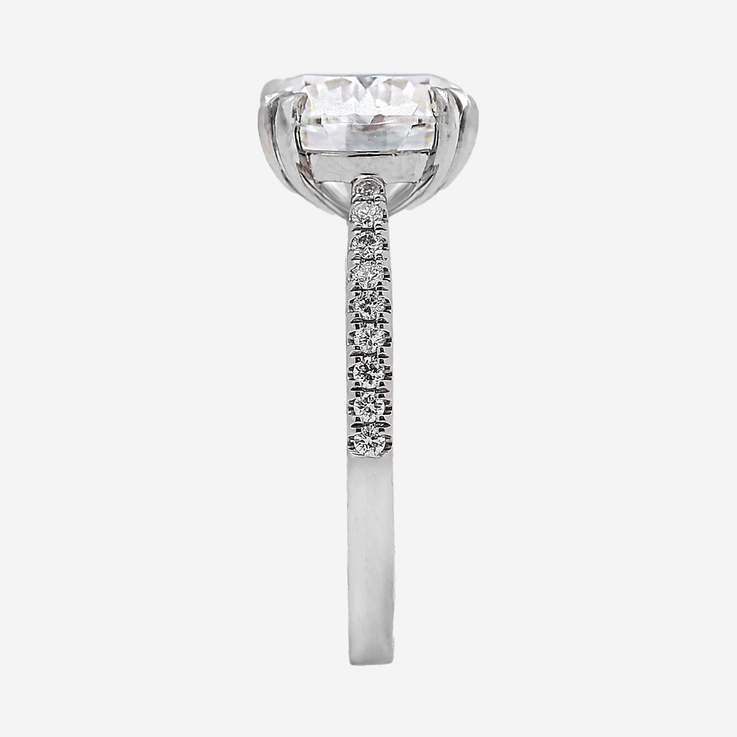 2.27ct Round Cut Lab Grown Diamond Ring with Diamond Shoulders - 9ct White Gold