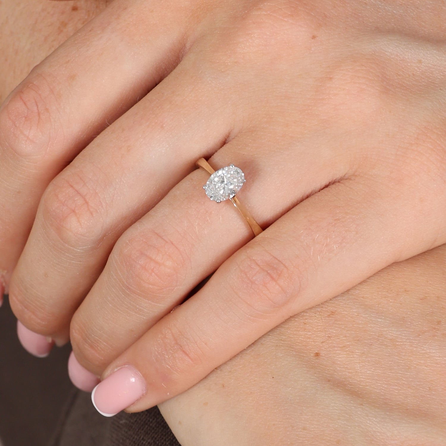 1.00ct Oval Cut Lab Grown Diamond Ring - 9ct Yellow Gold