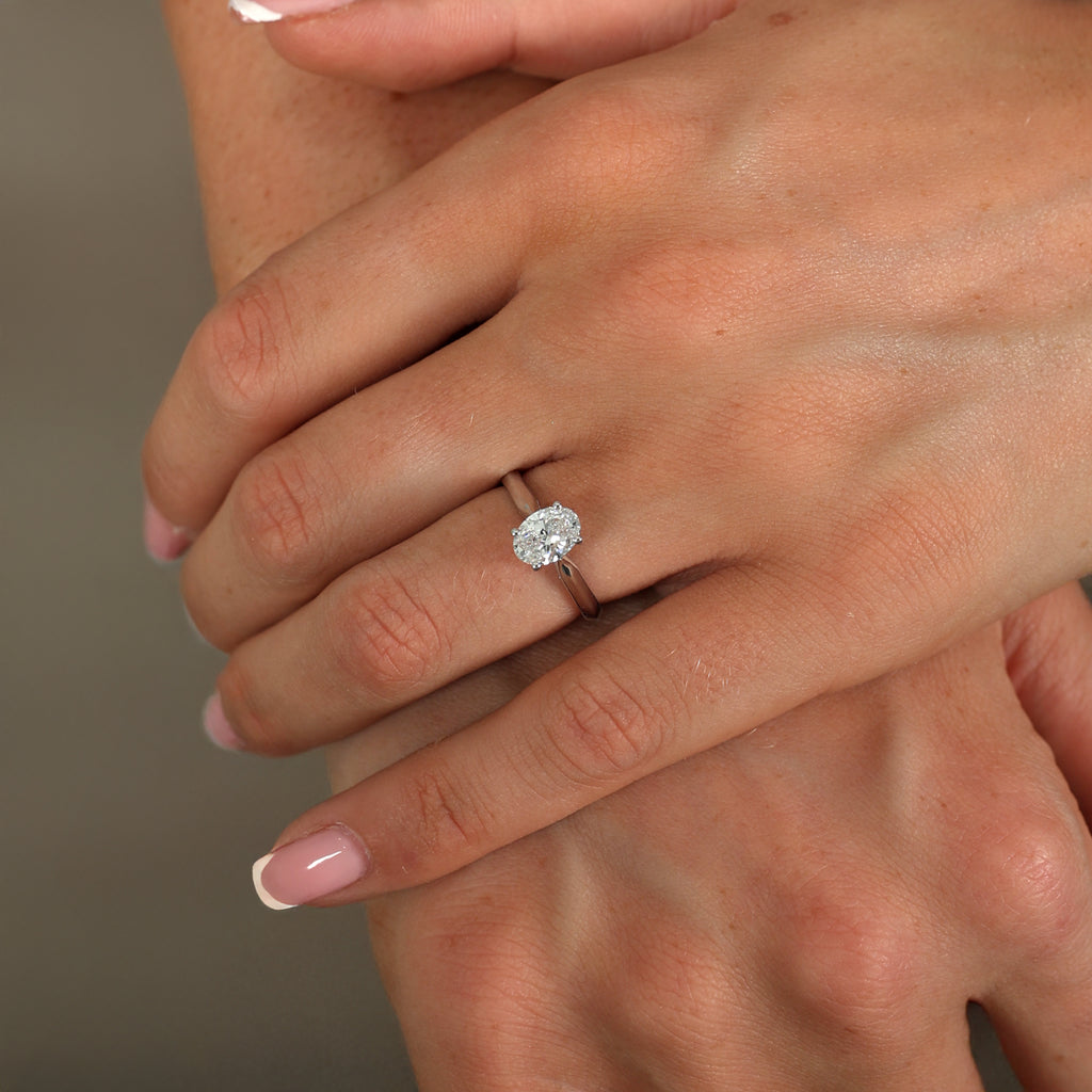 1.00ct Oval Cut Lab Grown Diamond Ring - 9ct White Gold