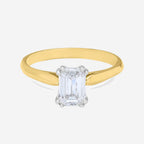 1.00ct Emerald Cut Lab Grown Diamond Ring - 9ct Yellow Gold