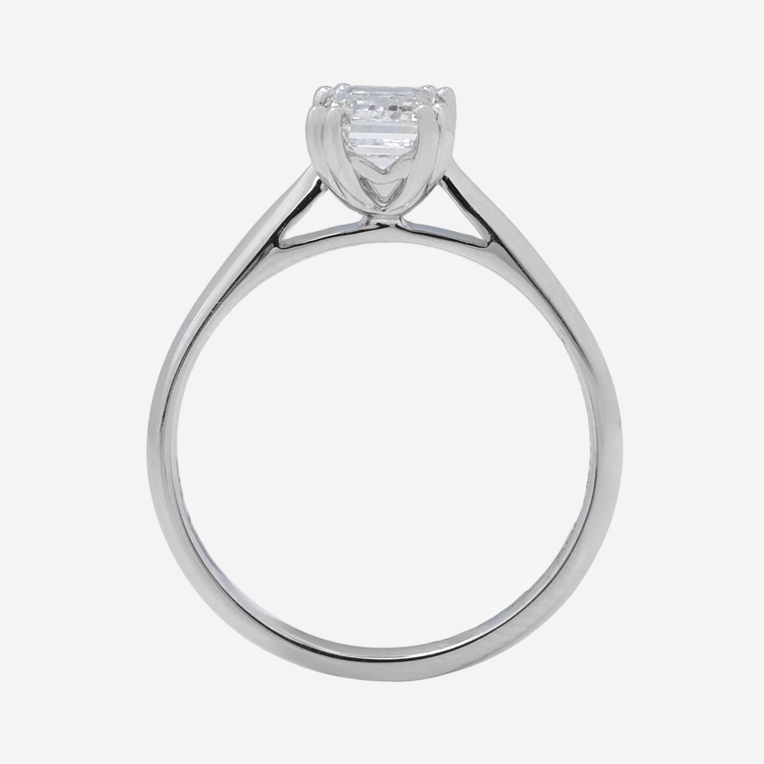 1.00ct Emerald Cut Lab Grown Diamond Ring - 9ct White Gold