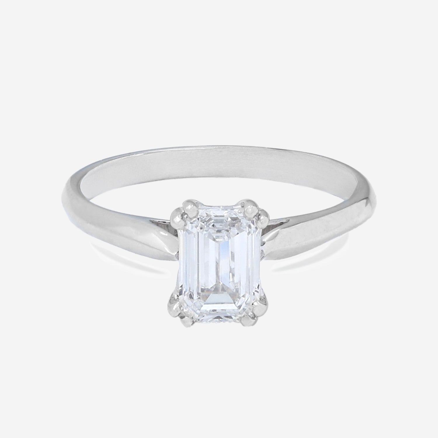 1.00ct Emerald Cut Lab Grown Diamond Ring - 9ct White Gold