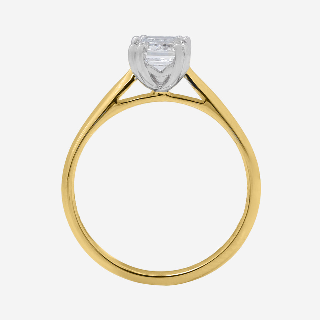 1.00ct Emerald Cut Lab Grown Diamond Ring - 9ct Yellow Gold