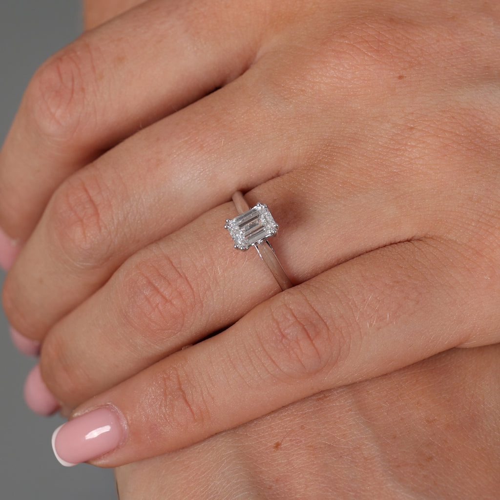 1.00ct Emerald Cut Lab Grown Diamond Ring - 9ct White Gold