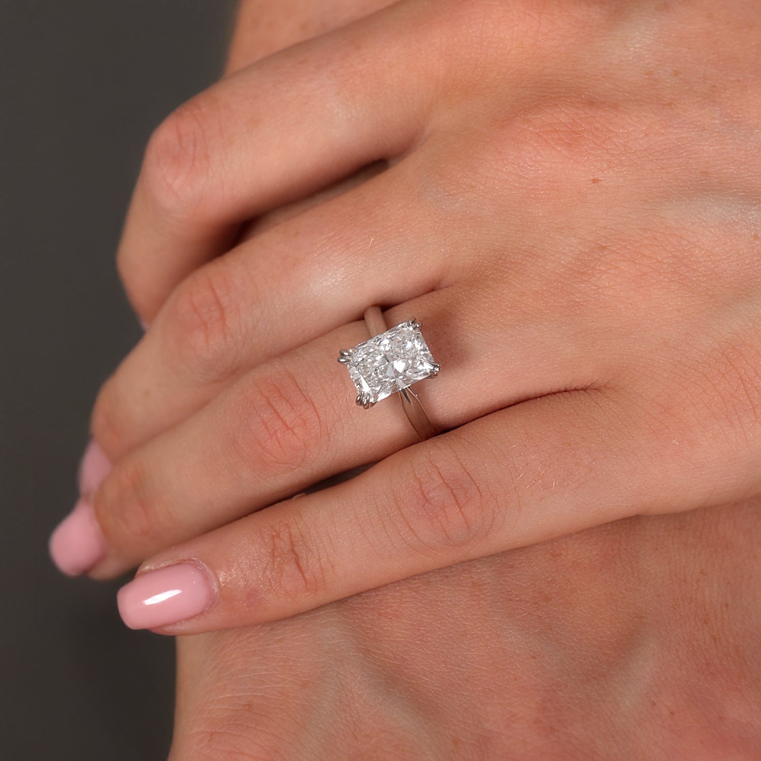 3.06ct Radiant Cut Lab Grown Diamond Ring - 9ct Yellow Gold