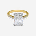 2.30ct Radiant Cut Lab Grown Diamond Ring with Diamond Shoulders - 9ct Yellow Gold