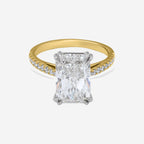 2.30ct Radiant Cut Lab Grown Diamond Ring with Diamond Shoulders - 9ct Yellow Gold