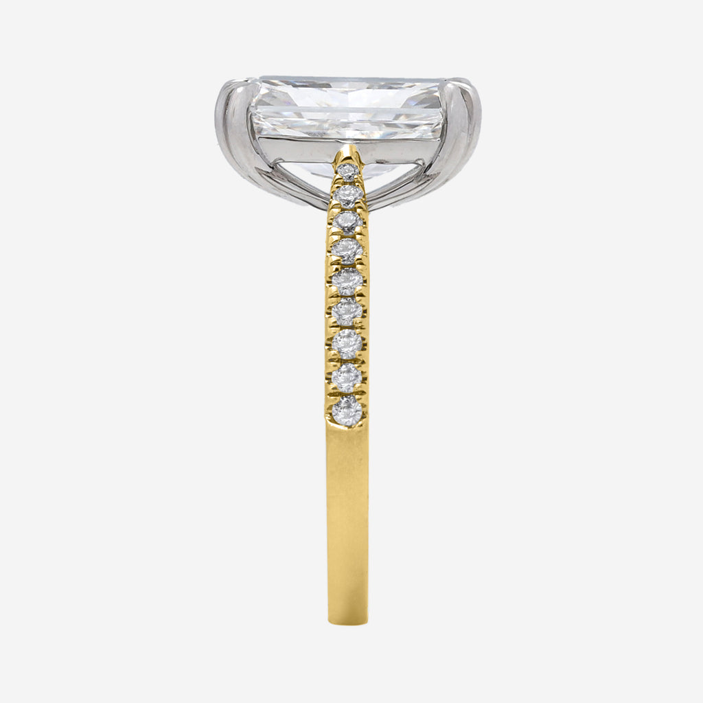 2.30ct Radiant Cut Lab Grown Diamond Ring with Diamond Shoulders - 9ct Yellow Gold