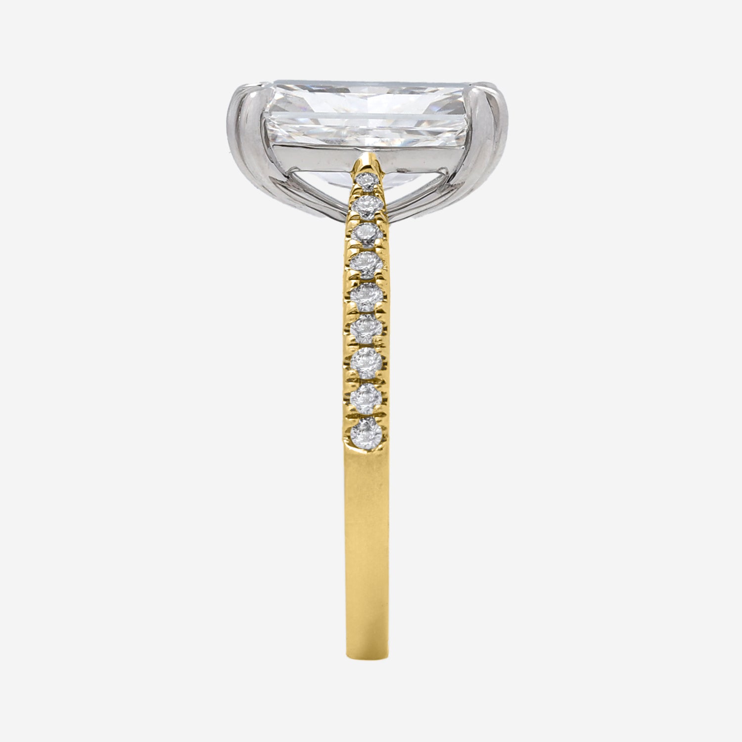 2.30ct Radiant Cut Lab Grown Diamond Ring with Diamond Shoulders - 9ct Yellow Gold