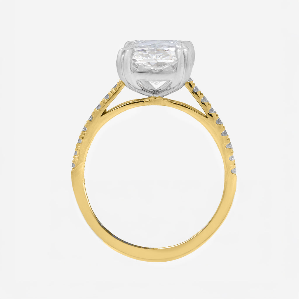2.30ct Radiant Cut Lab Grown Diamond Ring with Diamond Shoulders - 9ct Yellow Gold