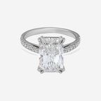 2.30ct Radiant Cut Lab Grown Diamond Ring with Diamond Shoulders - 9ct White Gold