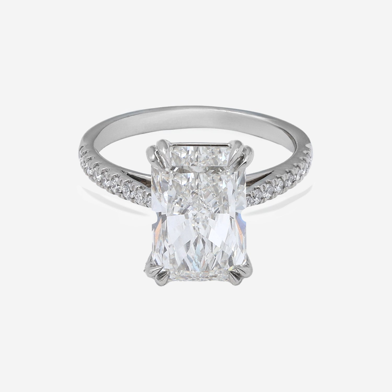 2.30ct Radiant Cut Lab Grown Diamond Ring with Diamond Shoulders - 9ct White Gold
