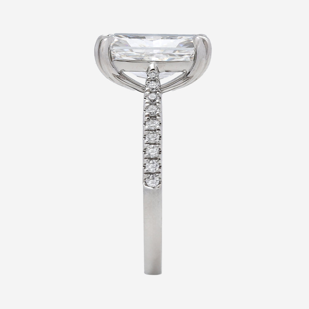 2.30ct Radiant Cut Lab Grown Diamond Ring with Diamond Shoulders - 9ct White Gold