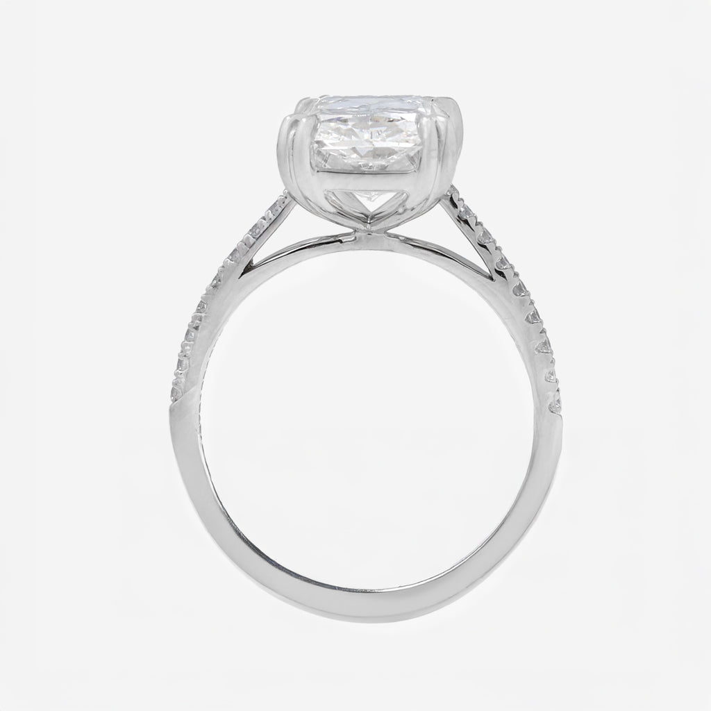 2.30ct Radiant Cut Lab Grown Diamond Ring with Diamond Shoulders - 9ct White Gold