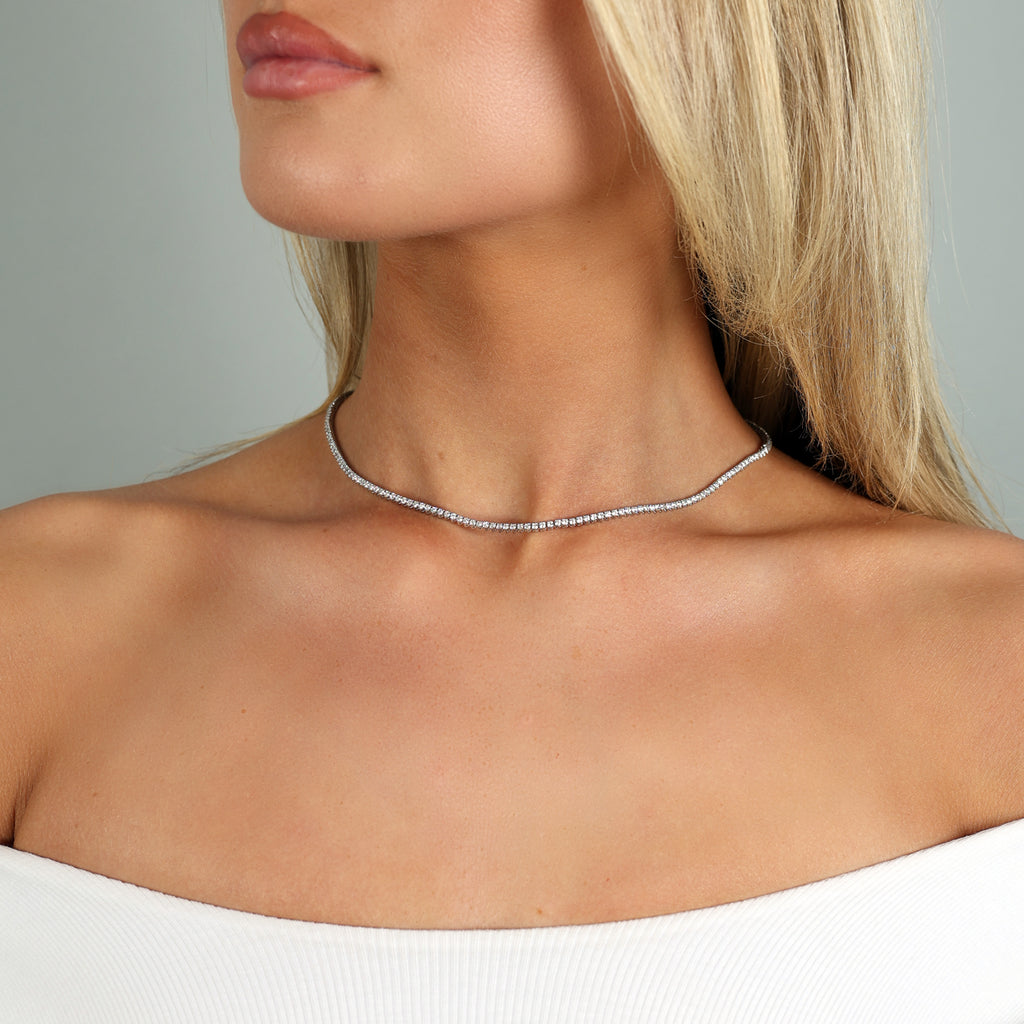 5.00ct Round Lab Grown Diamond Tennis Necklace - 9ct White Gold