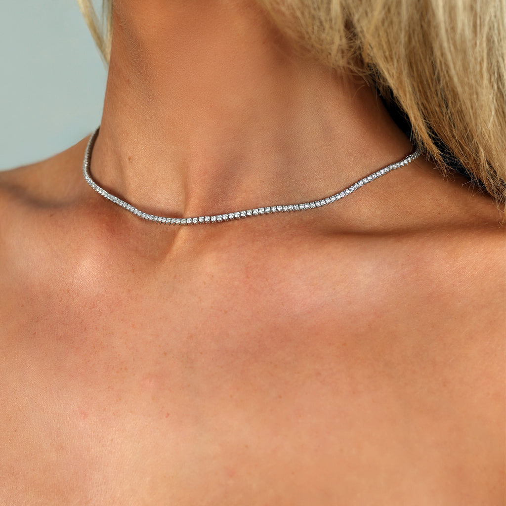 5.00ct Round Lab Grown Diamond Tennis Necklace - 9ct White Gold