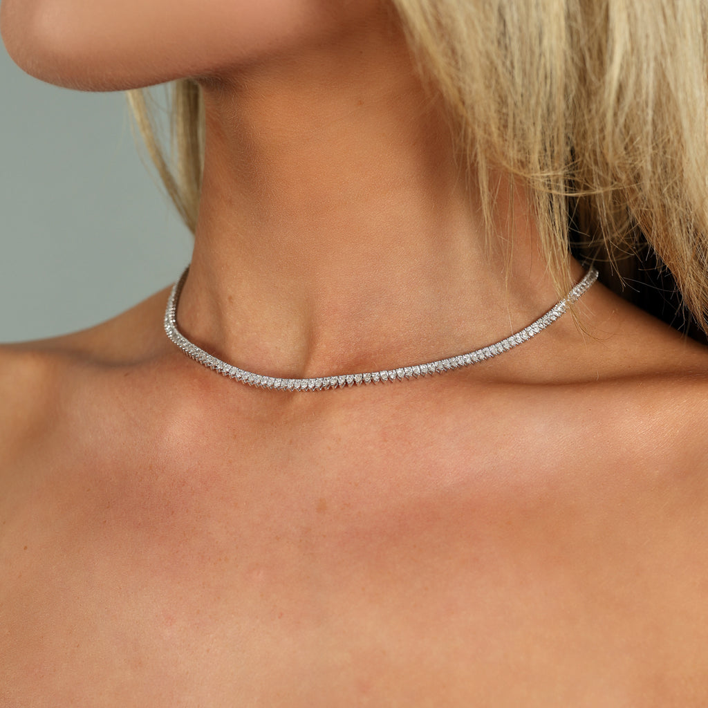 9.00ct Pear Lab Grown Diamond Tennis Necklace - 9ct White Gold