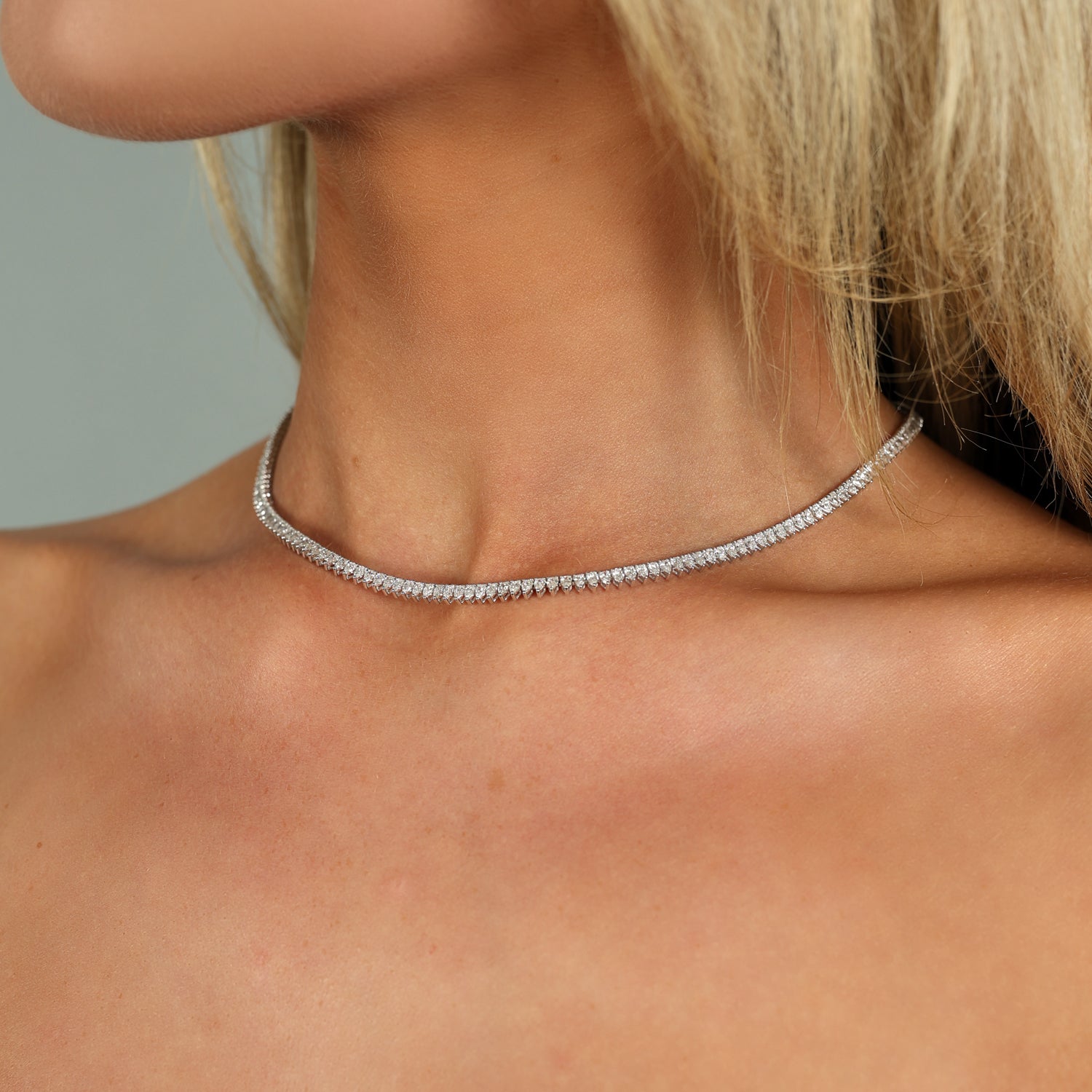 9.00ct Pear Lab Grown Diamond Tennis Necklace - 9ct White Gold