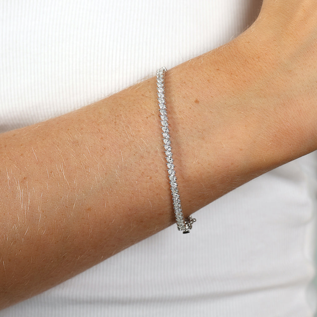 3.50ct Pear Cut Lab Grown Tennis Bracelet - 9ct White Gold
