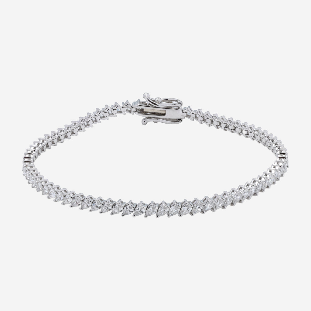 3.50ct Pear Cut Lab Grown Tennis Bracelet - 9ct White Gold
