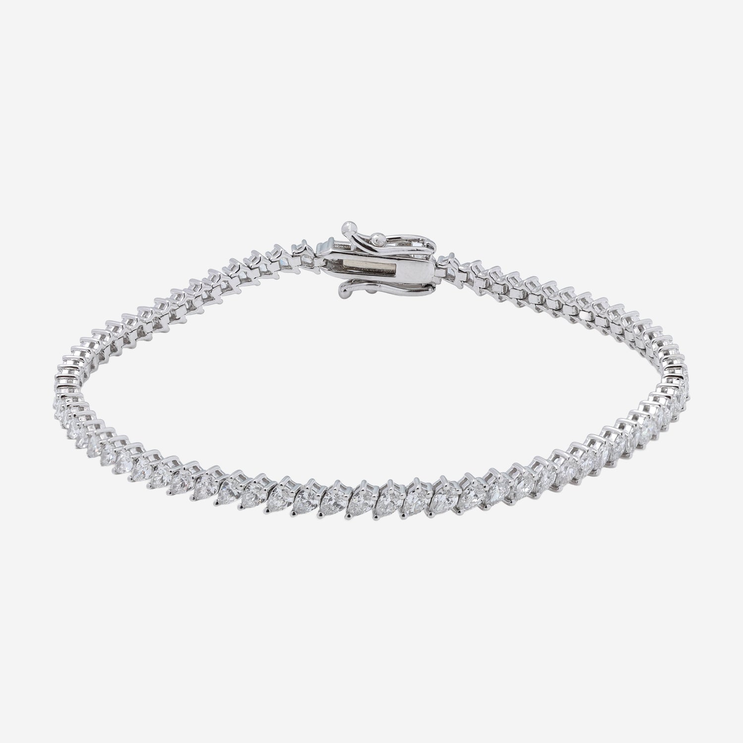 3.50ct Pear Cut Lab Grown Tennis Bracelet - 9ct White Gold