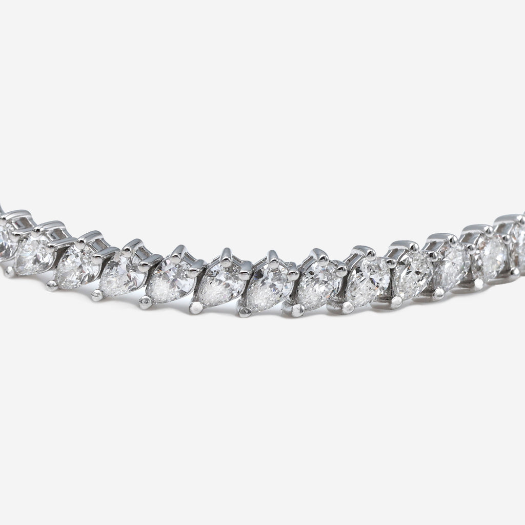 3.50ct Pear Cut Lab Grown Tennis Bracelet - 9ct White Gold