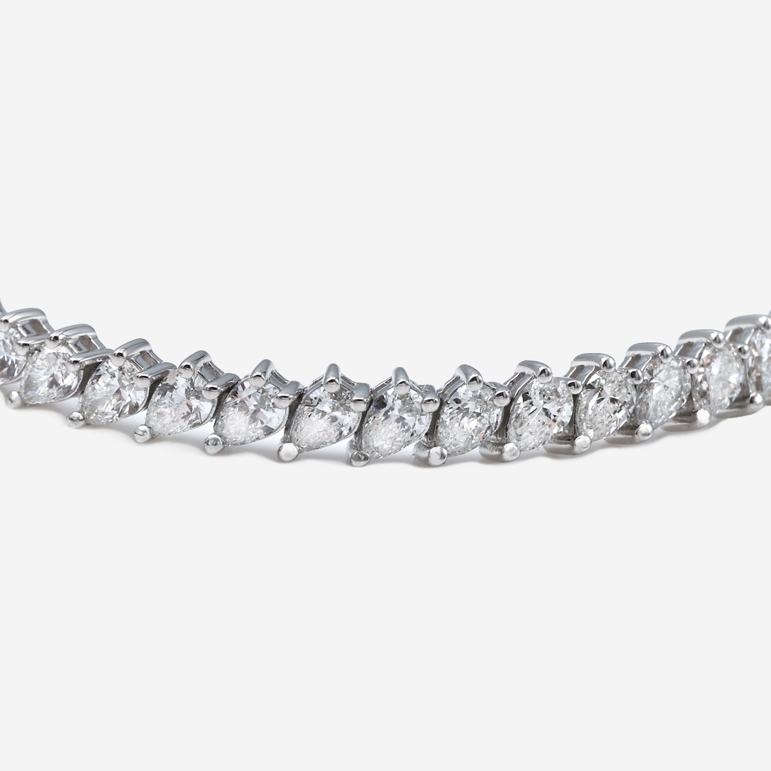 3.50ct Pear Cut Lab Grown Tennis Bracelet - 9ct White Gold