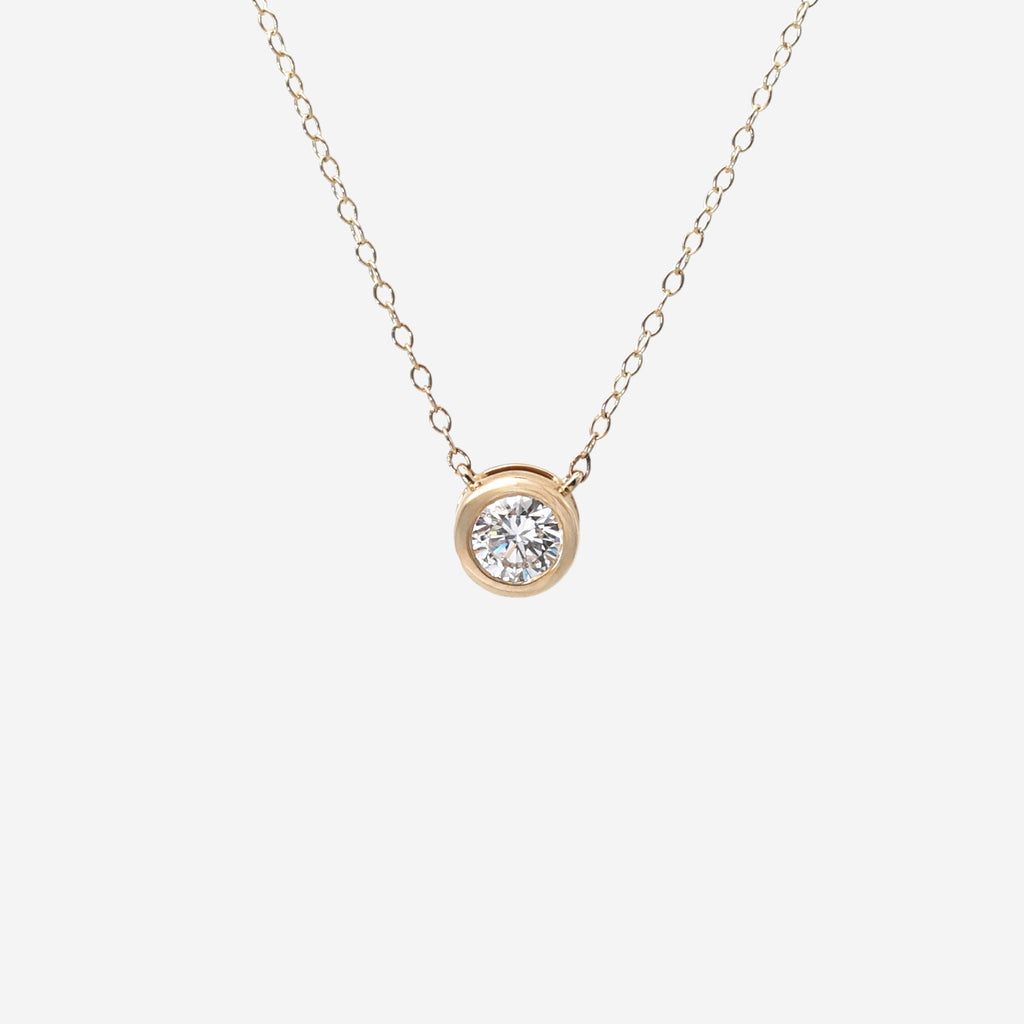 0.50ct Lab Grown Bezel Set Pendant Necklace - 9ct Yellow Gold