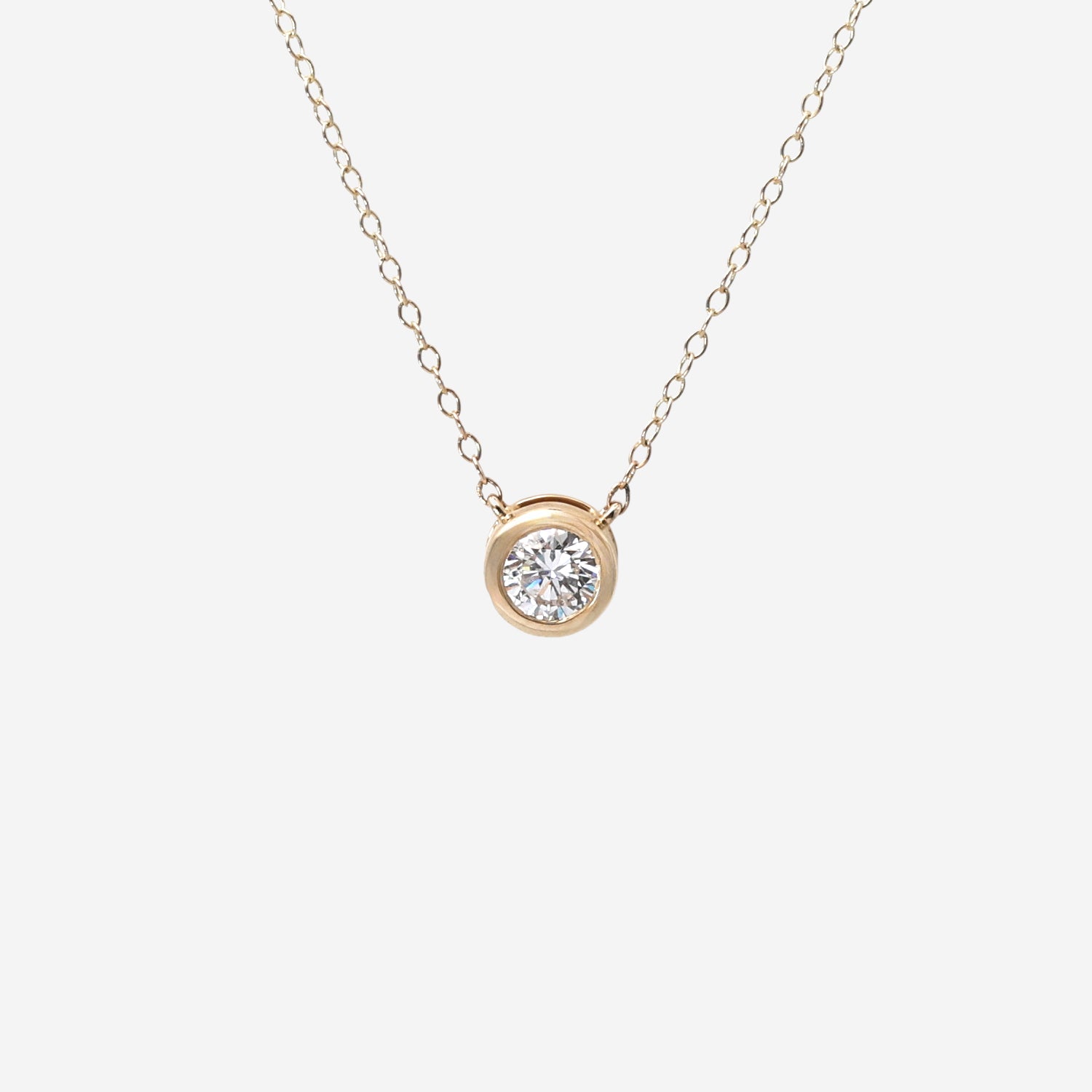 0.50ct Lab Grown Bezel Set Pendant Necklace - 9ct Yellow Gold