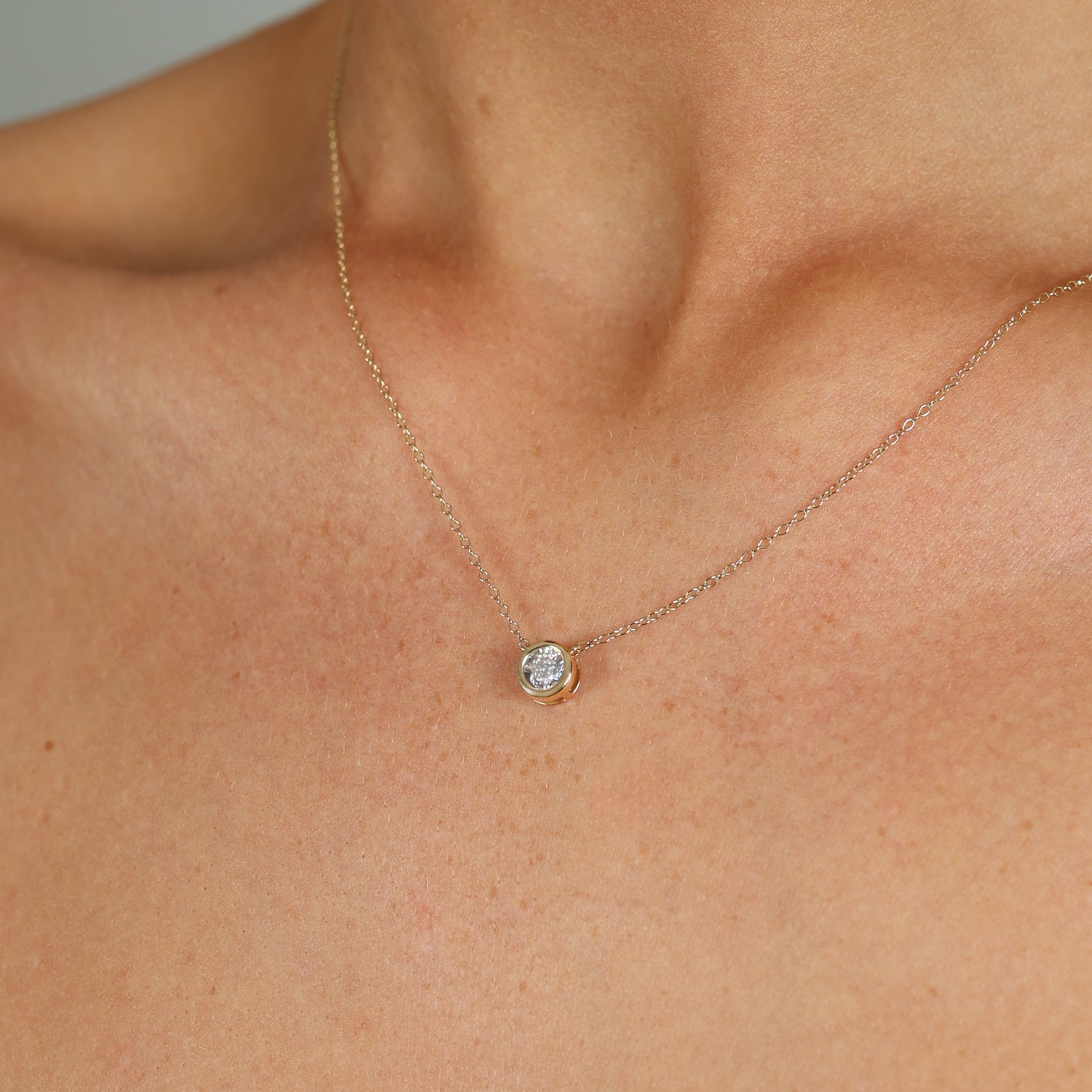 0.50ct Lab Grown Bezel Set Pendant Necklace - 9ct Yellow Gold